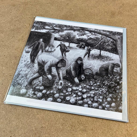 Kate Lynch Greetings Card, 'The Lockyer family picking cider apples'